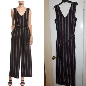 Max Studio Blck Red Striped Crepe Jumpsuit XL NWT